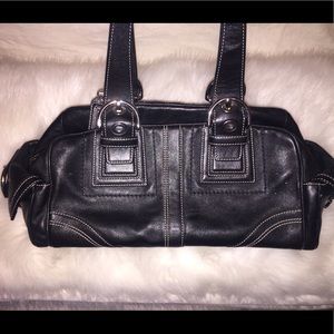 Coach black leather shoulder bag